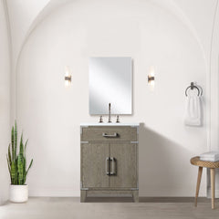Grey Oak Single Bath Vanity 24 in. W x 18 in. D, with Acrylic Top