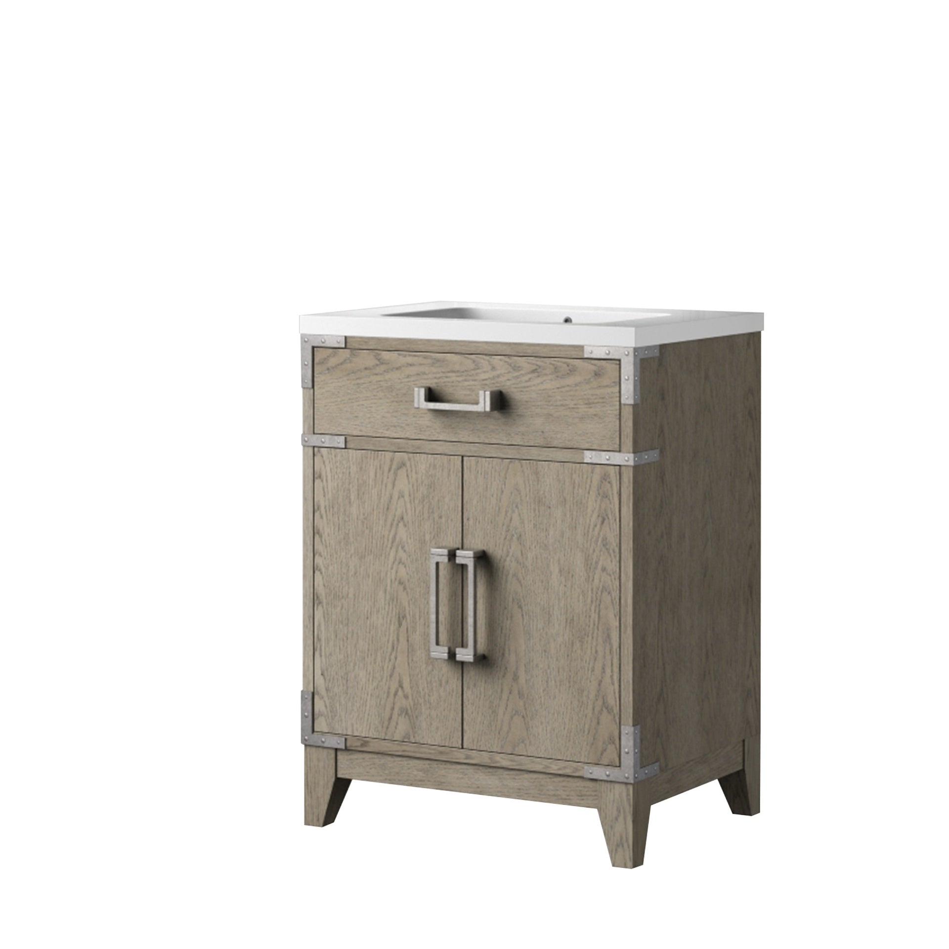 Grey Oak Single Bath Vanity 24 in. W x 18 in. D, with Acrylic Top