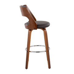 Cecina Mid-Century Modern Barstool with Swivel in Walnut and Brown Faux Leather by LumiSource - Set of 2