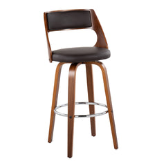 Cecina Mid-Century Modern Barstool with Swivel in Walnut and Brown Faux Leather by LumiSource - Set of 2
