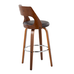 Cecina Mid-Century Modern Barstool with Swivel in Walnut and Brown Faux Leather by LumiSource - Set of 2