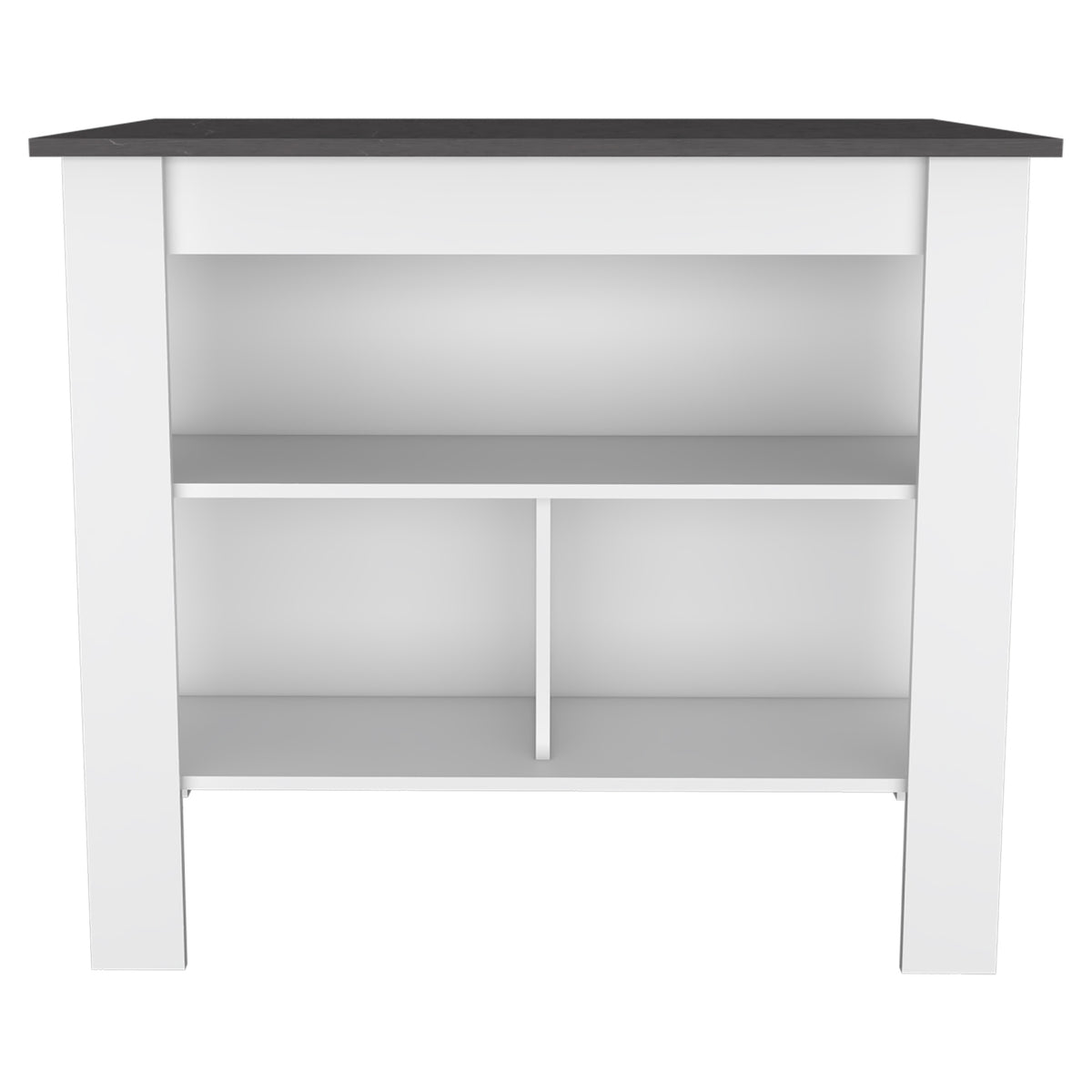 Cala Kitchen Island, Four Legs, Three Shelves  -White / Onyx