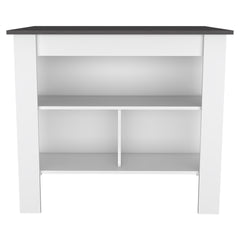 Cala Kitchen Island, Four Legs, Three Shelves  -White / Onyx