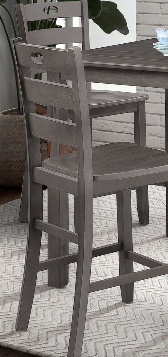 Gray Finish 5pc Dining Table Set 1x Counter HT. Table 4x Slat Back Chairs Transitional Style Dining Room