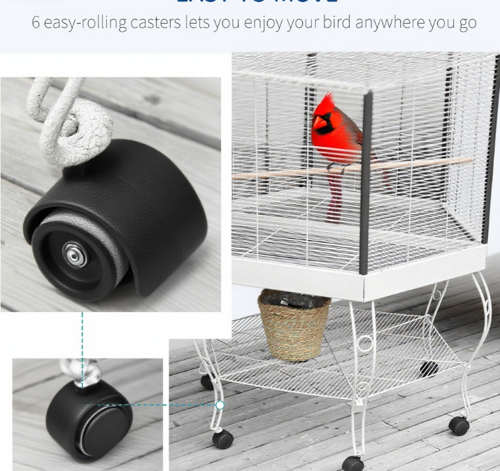 Flight Bird Cage Hexagon Covered Canopy Portable Aviary
