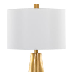 Pompeii 29" Contemporary Polyresin Table Lamp in Gold Polyresin and White Linen