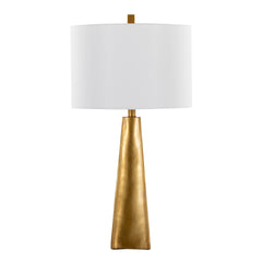 Pompeii 29" Contemporary Polyresin Table Lamp in Gold Polyresin and White Linen
