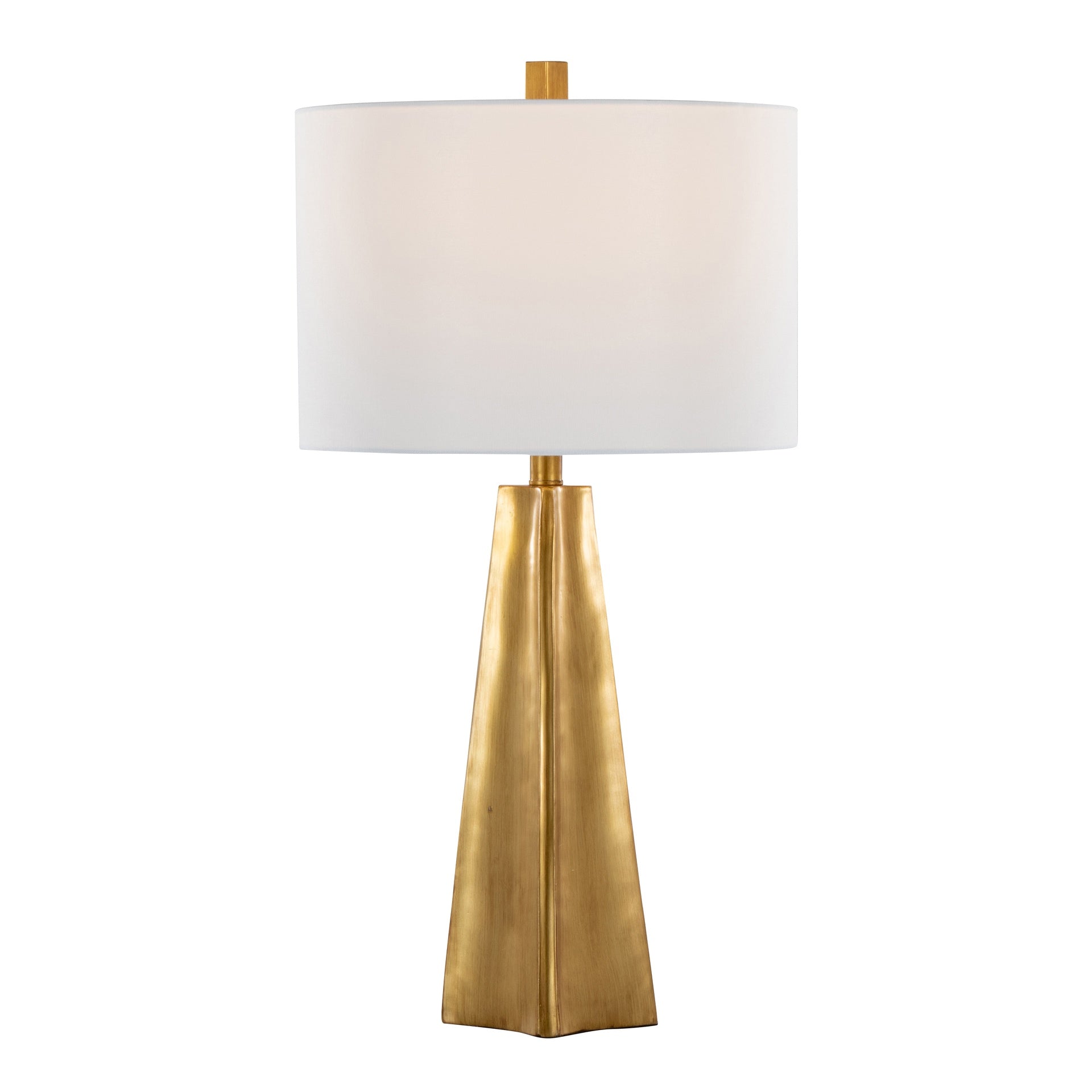 Pompeii 29" Contemporary Polyresin Table Lamp in Gold Polyresin and White Linen