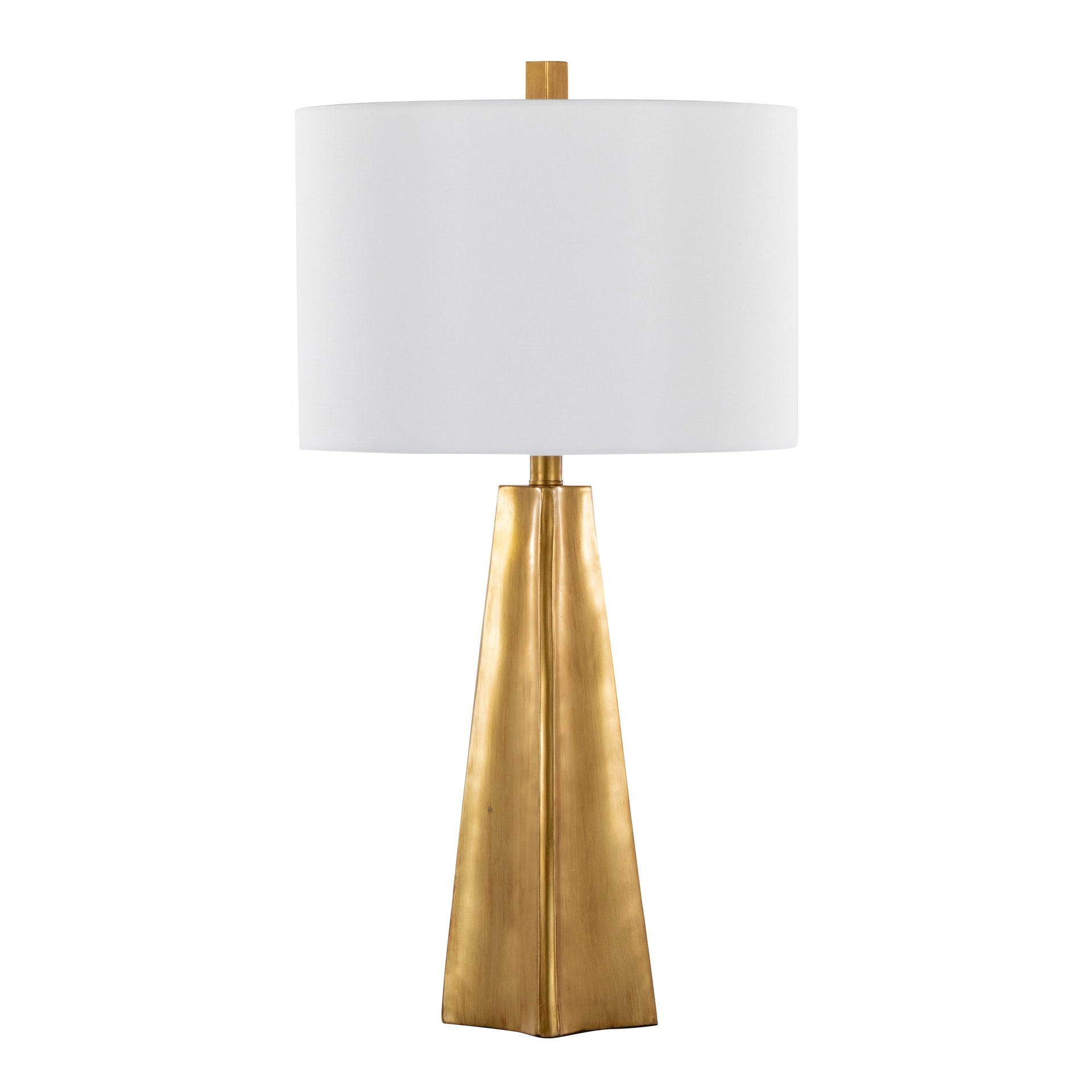 Pompeii 29" Contemporary Polyresin Table Lamp in Gold Polyresin and White Linen
