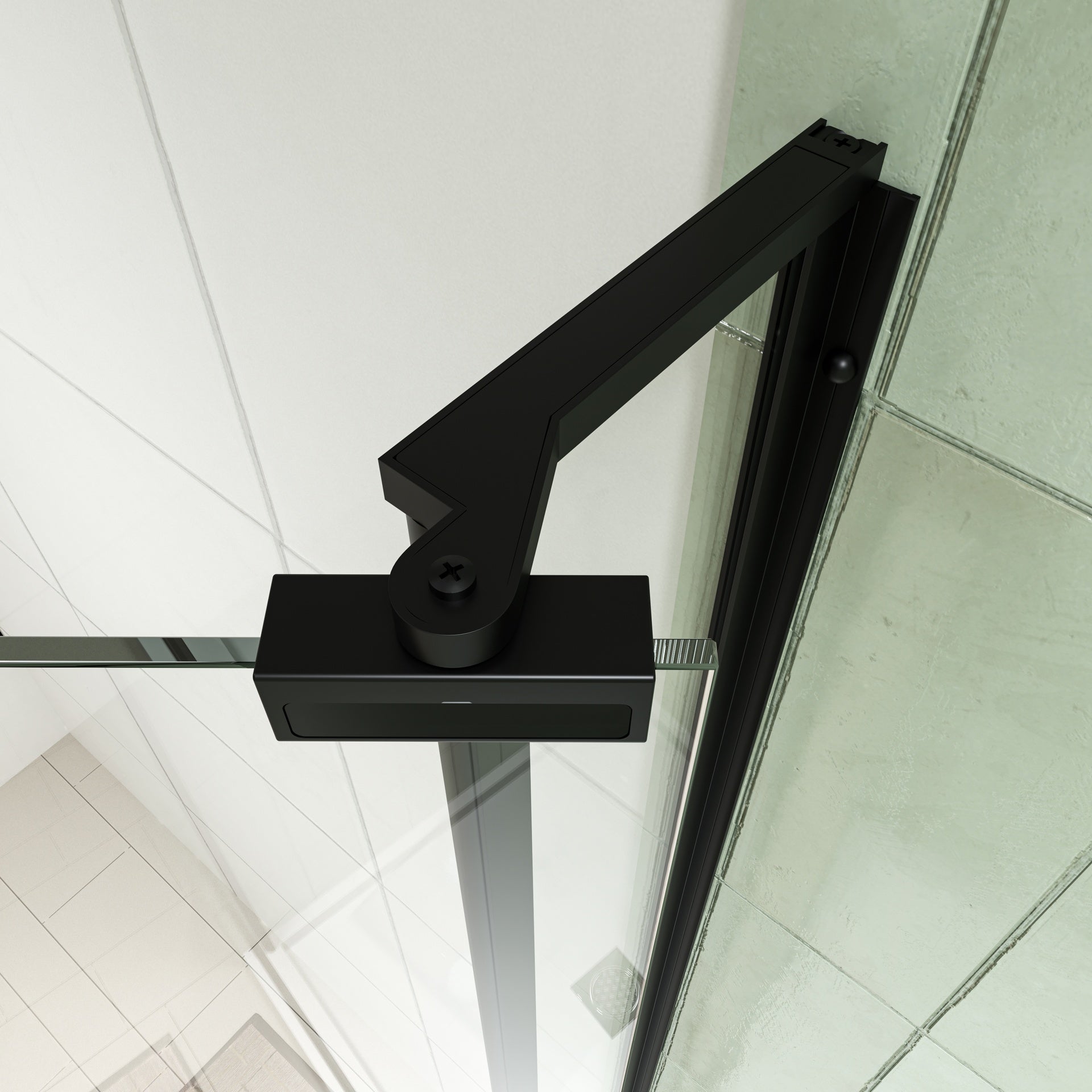 28-32"W X 72"H left and right opening universal pivot shower door, open outside, with 1/4" and 5/16" tempered glass and Matted black finish