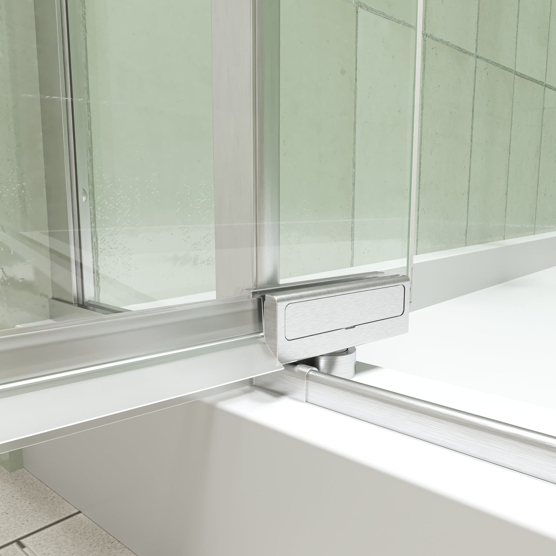 28-32"W X 72"H left and right opening universal pivot shower door, open outside, with 1/4" and 5/16" tempered glass and Brushed Nickel finish