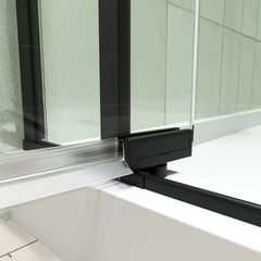 32-36"W X 72"H left and right opening universal pivot shower door, open outside, with 1/4" and 5/16" tempered glass and Matted black finish