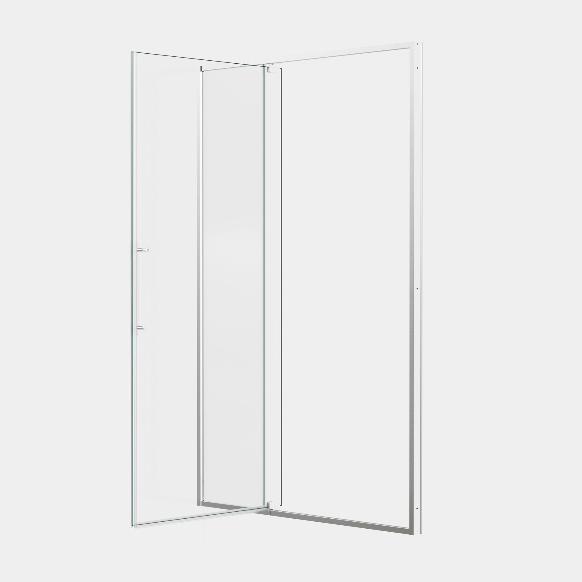 56-60"W X 74"H pivot shower door, open outside, stop at 105 degrees, with 5/16" tempered glass finish Brushed Nickel