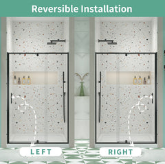 50-54" W x 71" H Piovt Swing Glass Shower Door,Pivot Frame Sliding Shower Door with 1/4"(6mm) Clear SGCC Tempered Glass,Matte Black Finish Shower Doors,Reversible Installation
