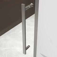 44-48"W X 74"H pivot shower door, open outside, stop at 105 degrees, with 5/16" tempered glass finish Brushed Nickel