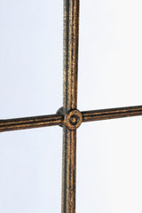 28.3x47" Arched Wall Mirror with Black and Gold Windowpane Design
