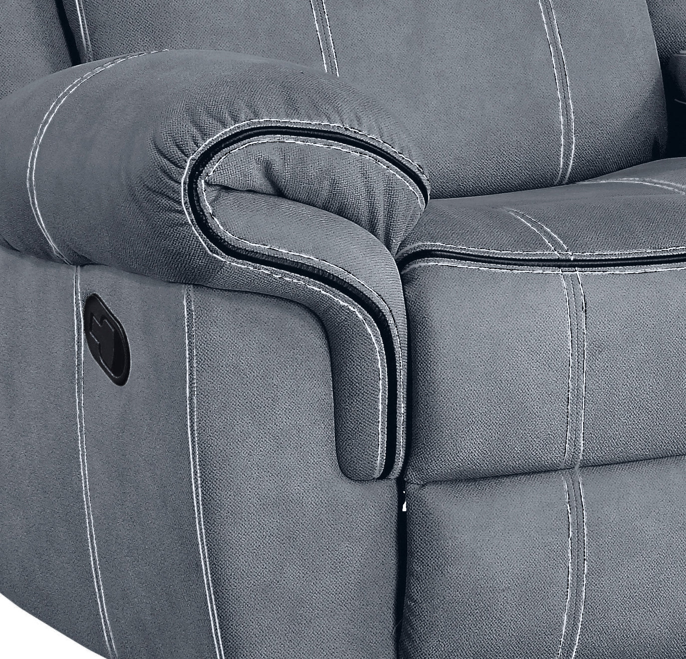 Zubaida Two Tone Gray Velvet Recliner Loveseat w/USB Port & Console