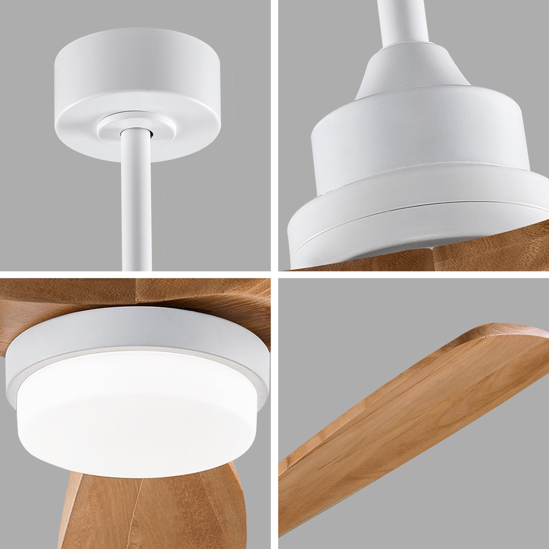 Hot sales 72 Inch Modern Ceiling Fan With 3 Color Dimmable 3 Solide Wood Blades Remote Control Reversible DC Motor With Led Light