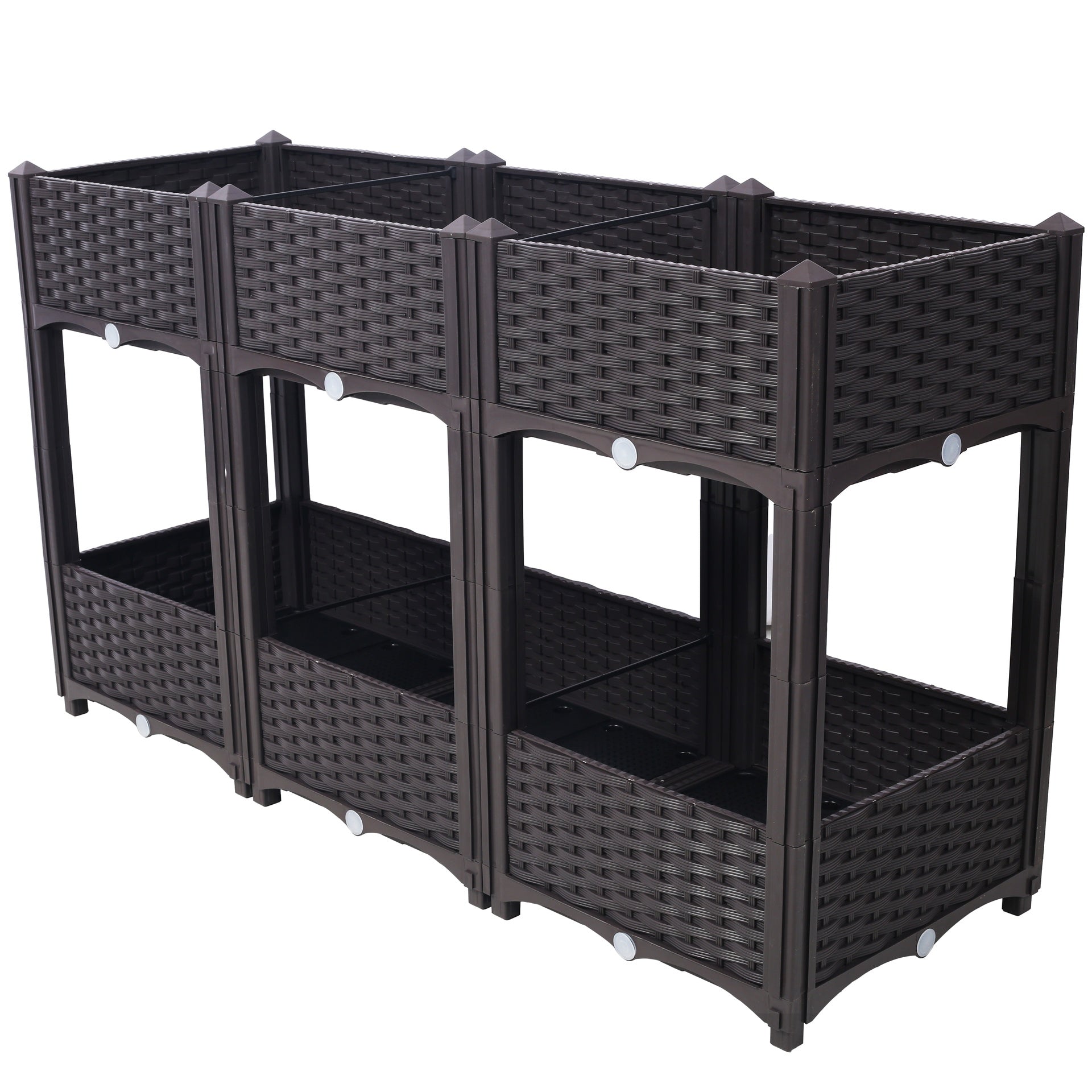 Planter Raised Beds - Elevated Planter Garden Box with Drainage Plug Raised Garden Beds for Vegetable/Flower/Herb Outdoor Standing Planter Beds Gardening Kit,Brown,47.2"x15.7"x27.7"