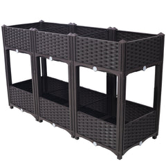 Planter Raised Beds - Elevated Planter Garden Box with Drainage Plug Raised Garden Beds for Vegetable/Flower/Herb Outdoor Standing Planter Beds Gardening Kit,Brown,47.2"x15.7"x27.7"