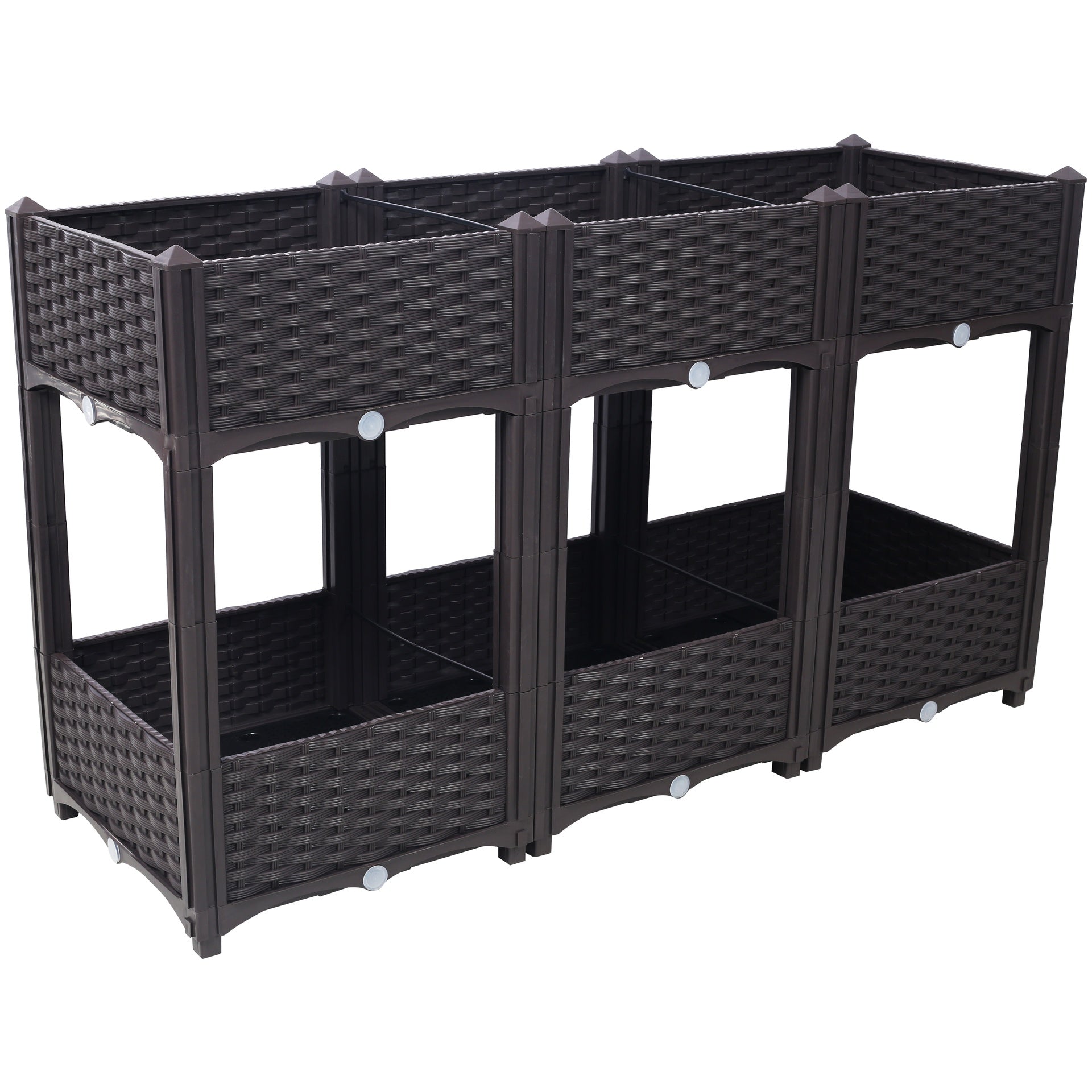 Planter Raised Beds - Elevated Planter Garden Box with Drainage Plug Raised Garden Beds for Vegetable/Flower/Herb Outdoor Standing Planter Beds Gardening Kit,Brown,47.2"x15.7"x27.7"
