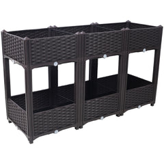 Planter Raised Beds - Elevated Planter Garden Box with Drainage Plug Raised Garden Beds for Vegetable/Flower/Herb Outdoor Standing Planter Beds Gardening Kit,Brown,47.2"x15.7"x27.7"