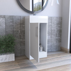 Bathroom Vanity with SInk, Single Door Cabinet, White
