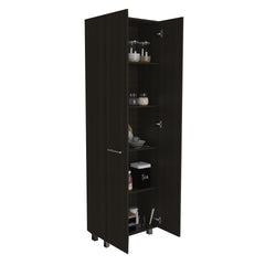 Pantry Cabinet, Five Interior Shelves, Black