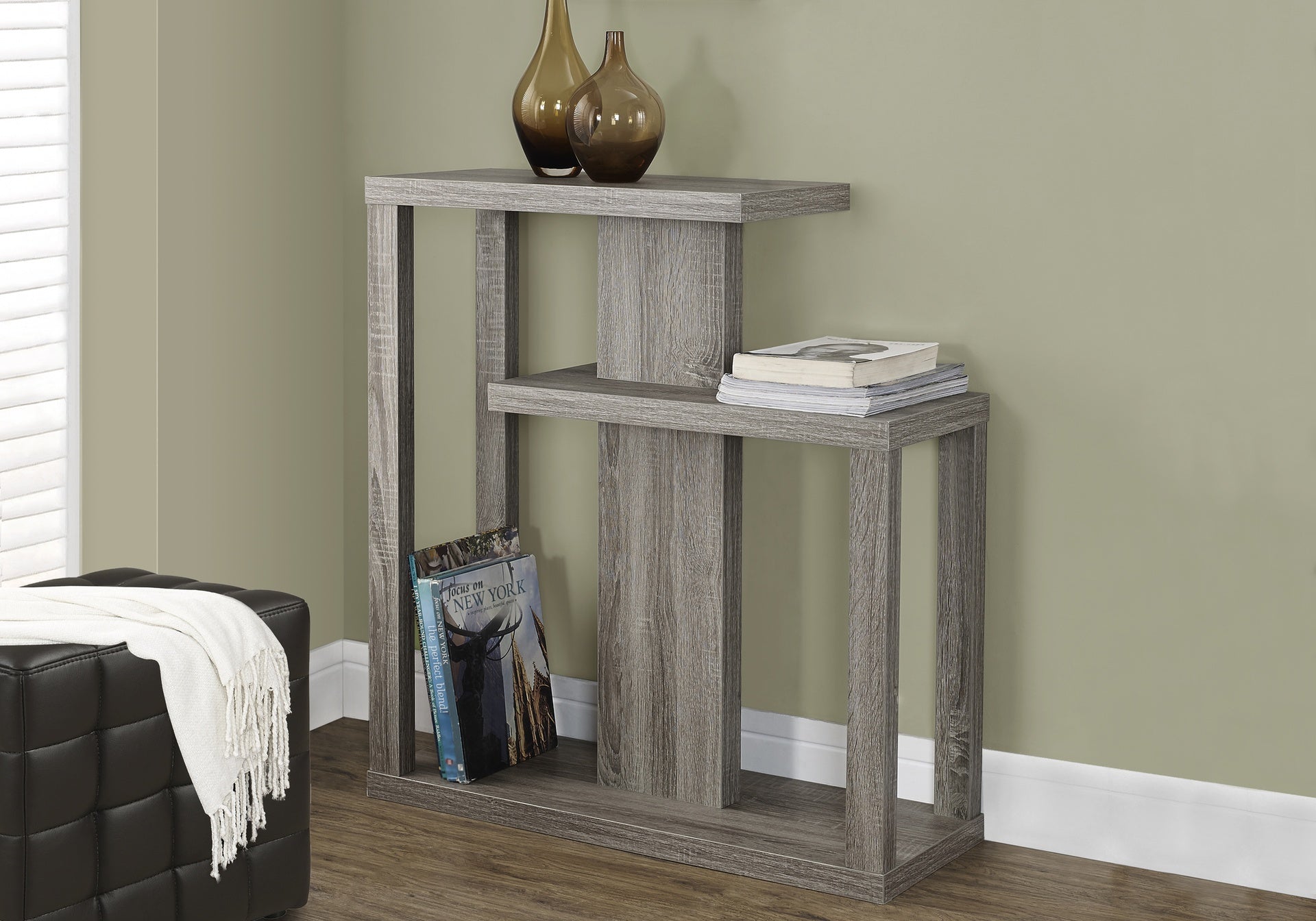 Accent Table, Console, Entryway, Narrow, Sofa, Living Room, Bedroom, Brown Laminate, Contemporary, Modern