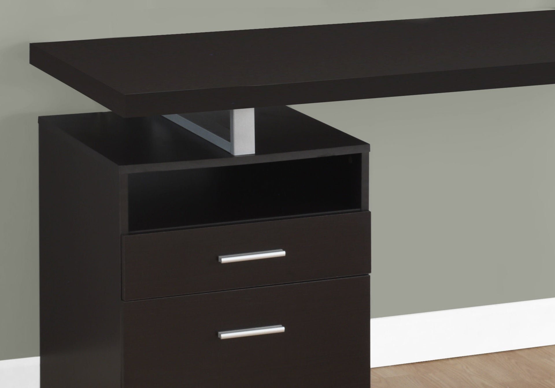 Computer Desk, Home Office, Laptop, Left, Right Set-up, Storage Drawers, 60"l, Work, Brown Laminate, Grey Metal, Contemporary, Modern