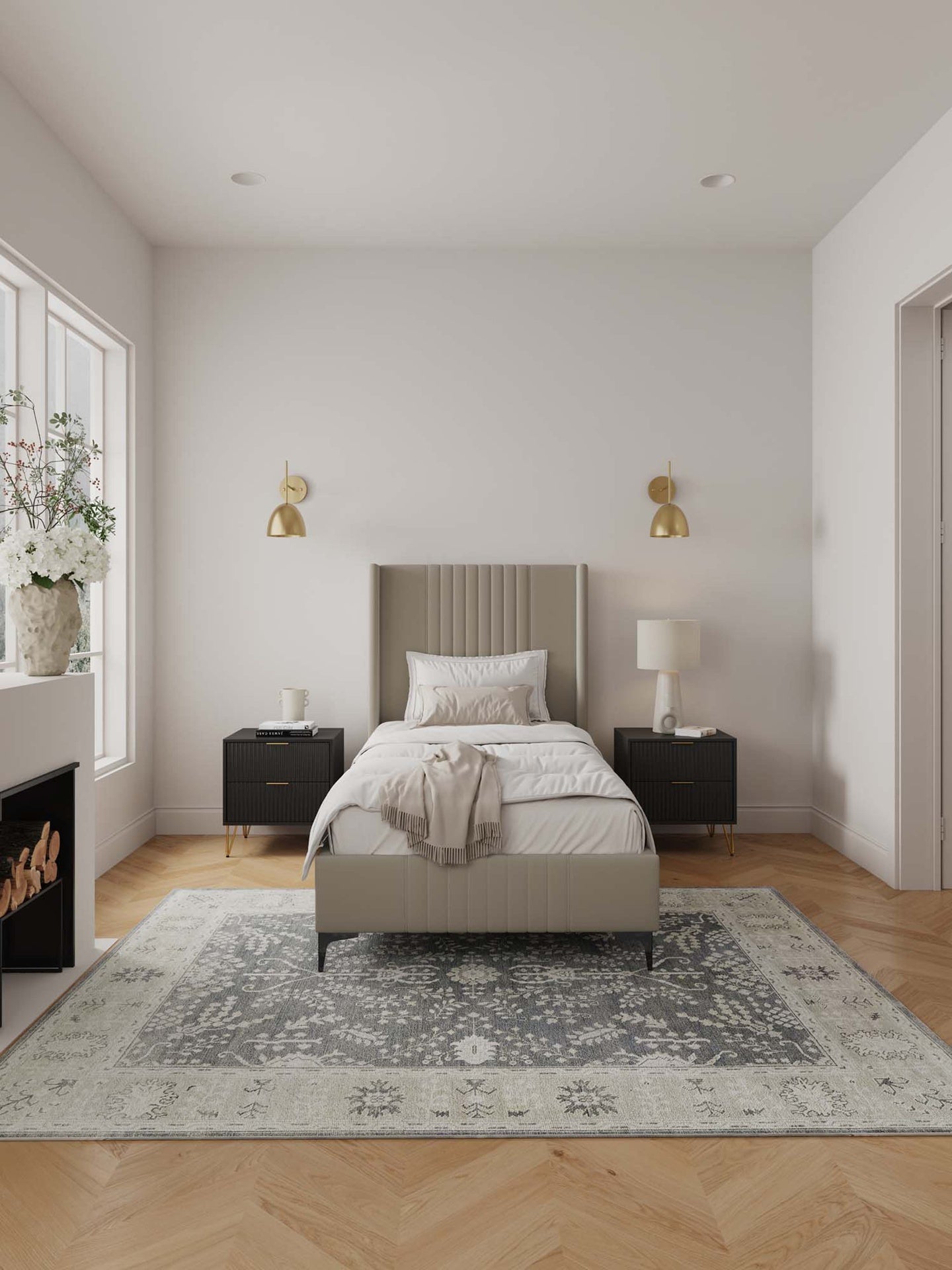 Twin Bed in Rustic Taupe