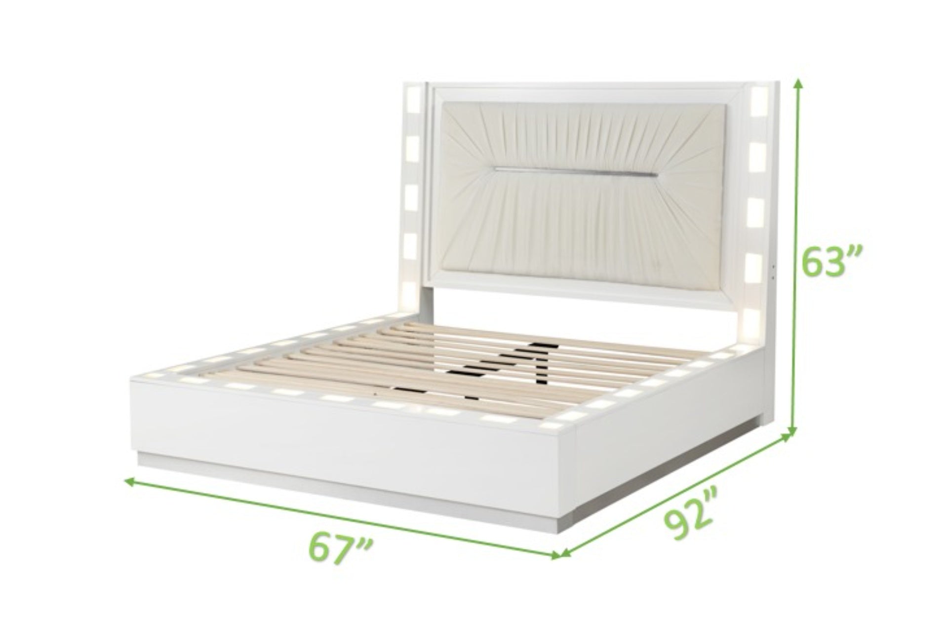 Queen 5 Pc LED Bedroom Set Made with Wood in Milky White