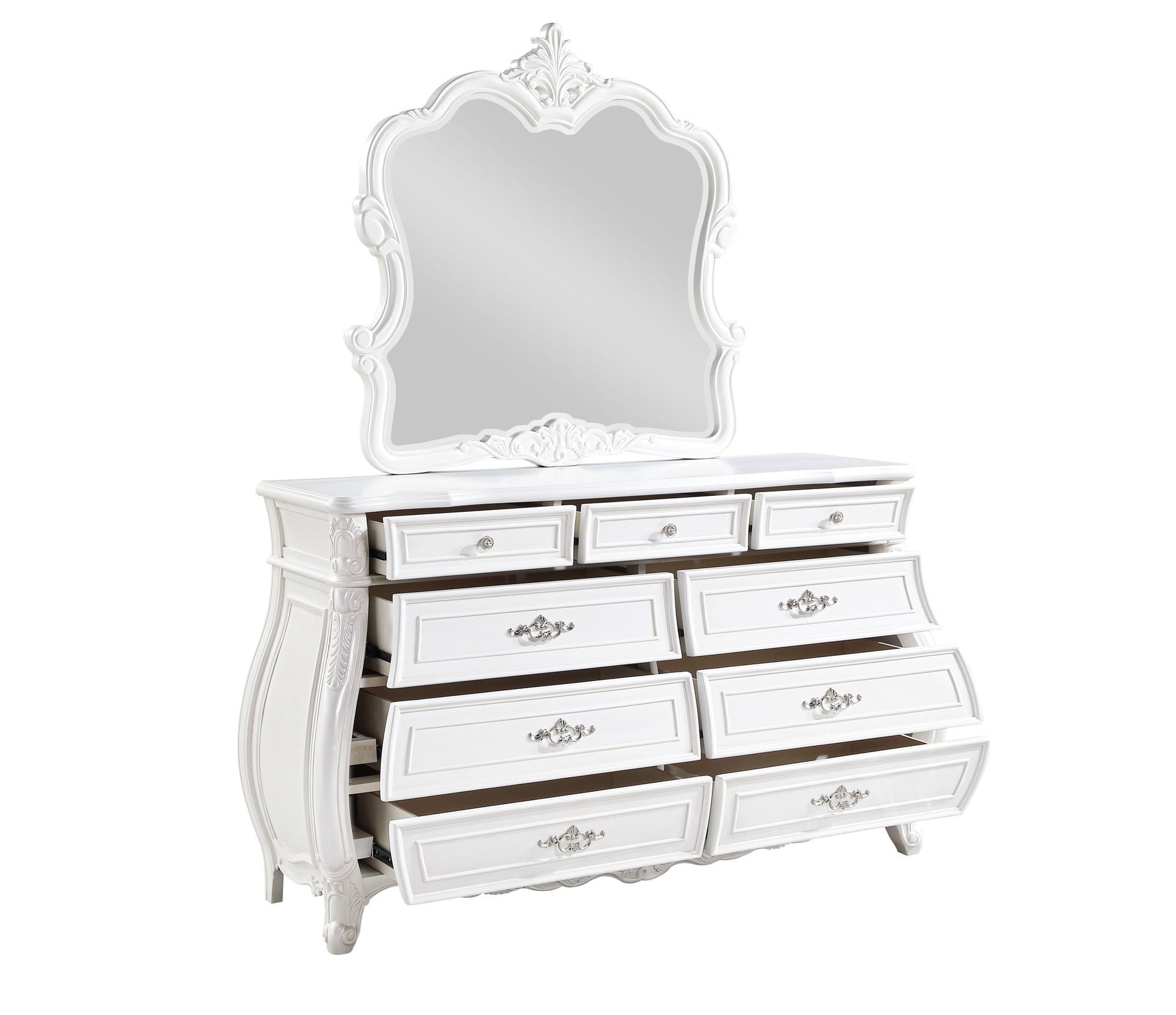 Opulence Modern Style 9- Drawer Dresser Made with Wood in Pearl White