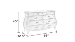 Opulence Modern Style 9- Drawer Dresser Made with Wood in Pearl White