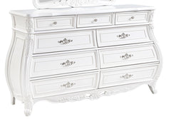 Opulence Modern Style 9- Drawer Dresser Made with Wood in Pearl White