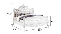 Opulence Modern Style Queen Bed Made with Wood in Pearl White