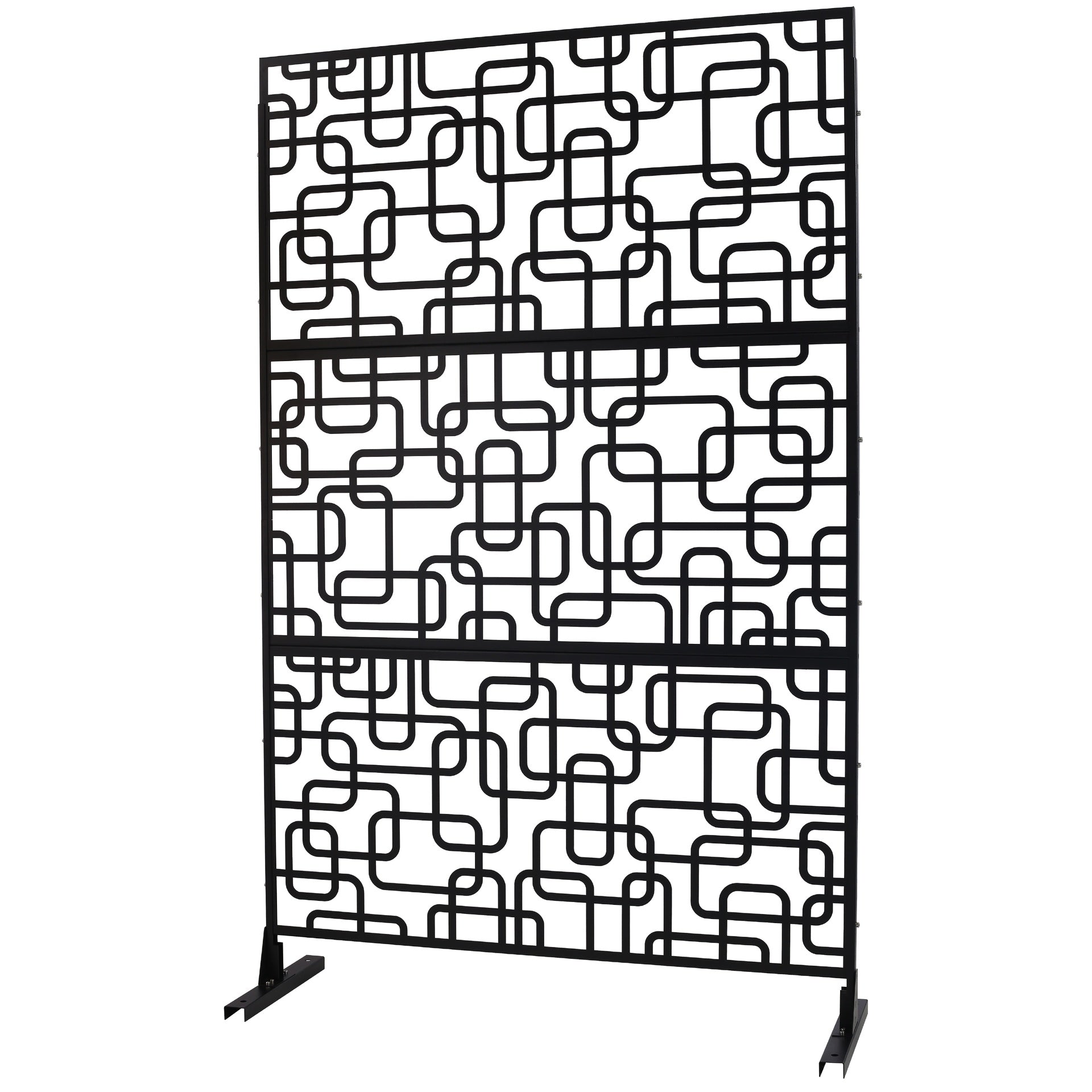 Outdoor & Indoor Privacy Screen Metal Privacy Screen 76" H×48" W, Freestanding Decorative Privacy Screen for Deck Balcony Patio, Privacy Fence Panels for Outside Lawn Garden PS114 BLACK, LIGHT
