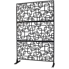Outdoor & Indoor Privacy Screen Metal Privacy Screen 76" H×48" W, Freestanding Decorative Privacy Screen for Deck Balcony Patio, Privacy Fence Panels for Outside Lawn Garden PS114 BLACK, LIGHT