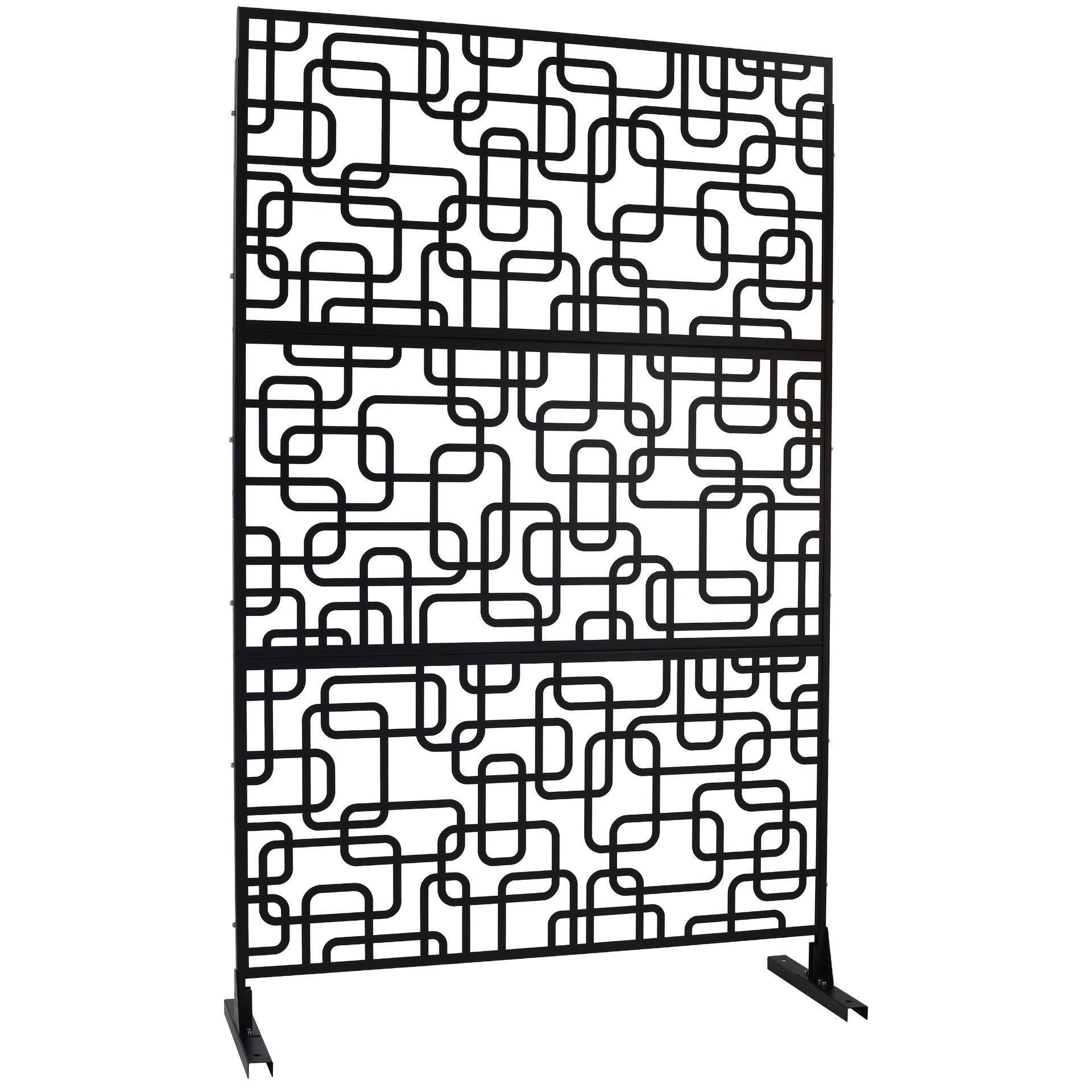 Outdoor & Indoor Privacy Screen Metal Privacy Screen 76" H×48" W, Freestanding Decorative Privacy Screen for Deck Balcony Patio, Privacy Fence Panels for Outside Lawn Garden PS114 BLACK, LIGHT