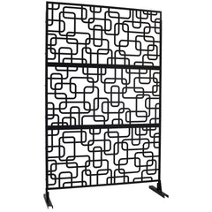 Outdoor & Indoor Privacy Screen Metal Privacy Screen 76" H×48" W, Freestanding Decorative Privacy Screen for Deck Balcony Patio, Privacy Fence Panels for Outside Lawn Garden PS114 BLACK, LIGHT