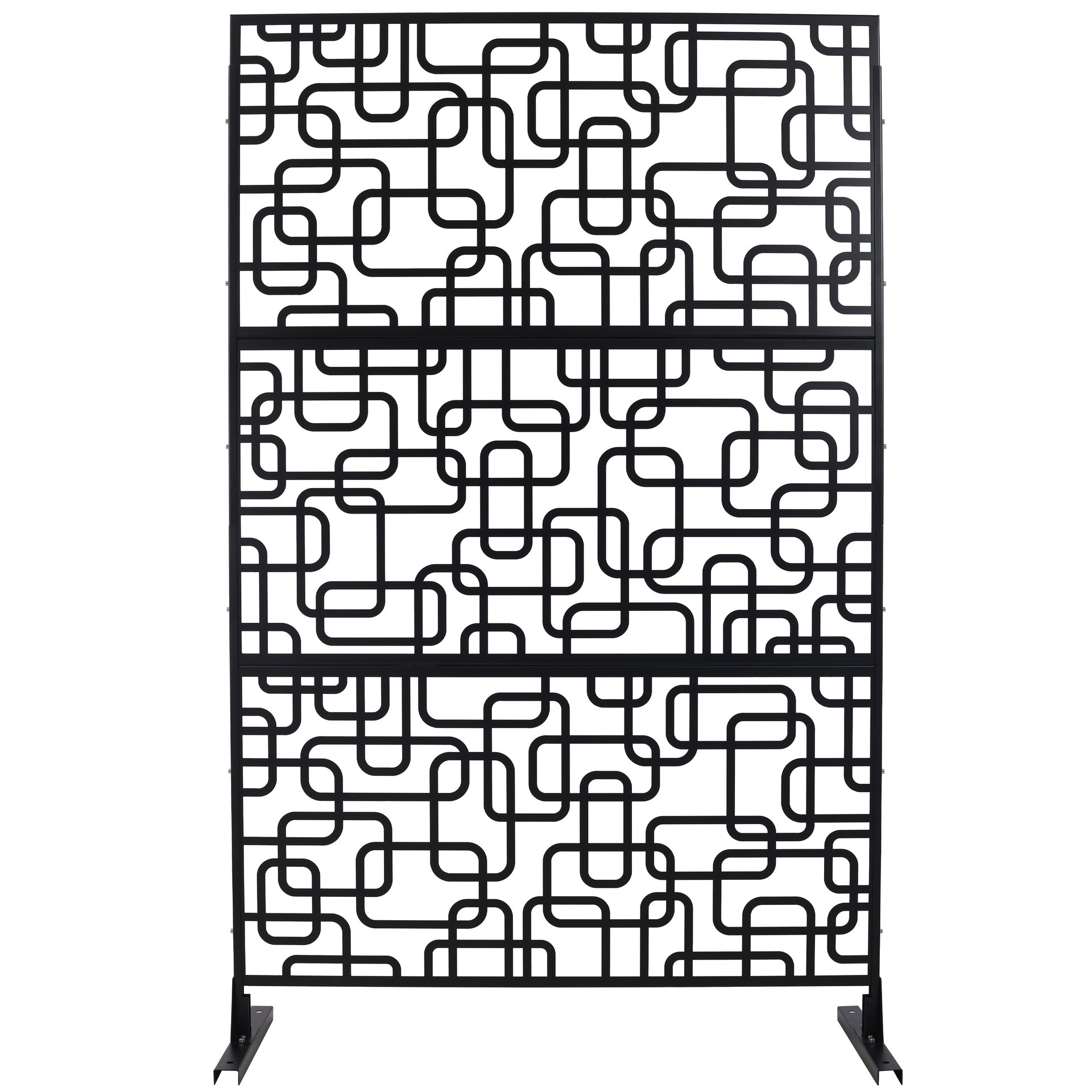 Outdoor & Indoor Privacy Screen Metal Privacy Screen 76" H×48" W, Freestanding Decorative Privacy Screen for Deck Balcony Patio, Privacy Fence Panels for Outside Lawn Garden PS114 BLACK, LIGHT