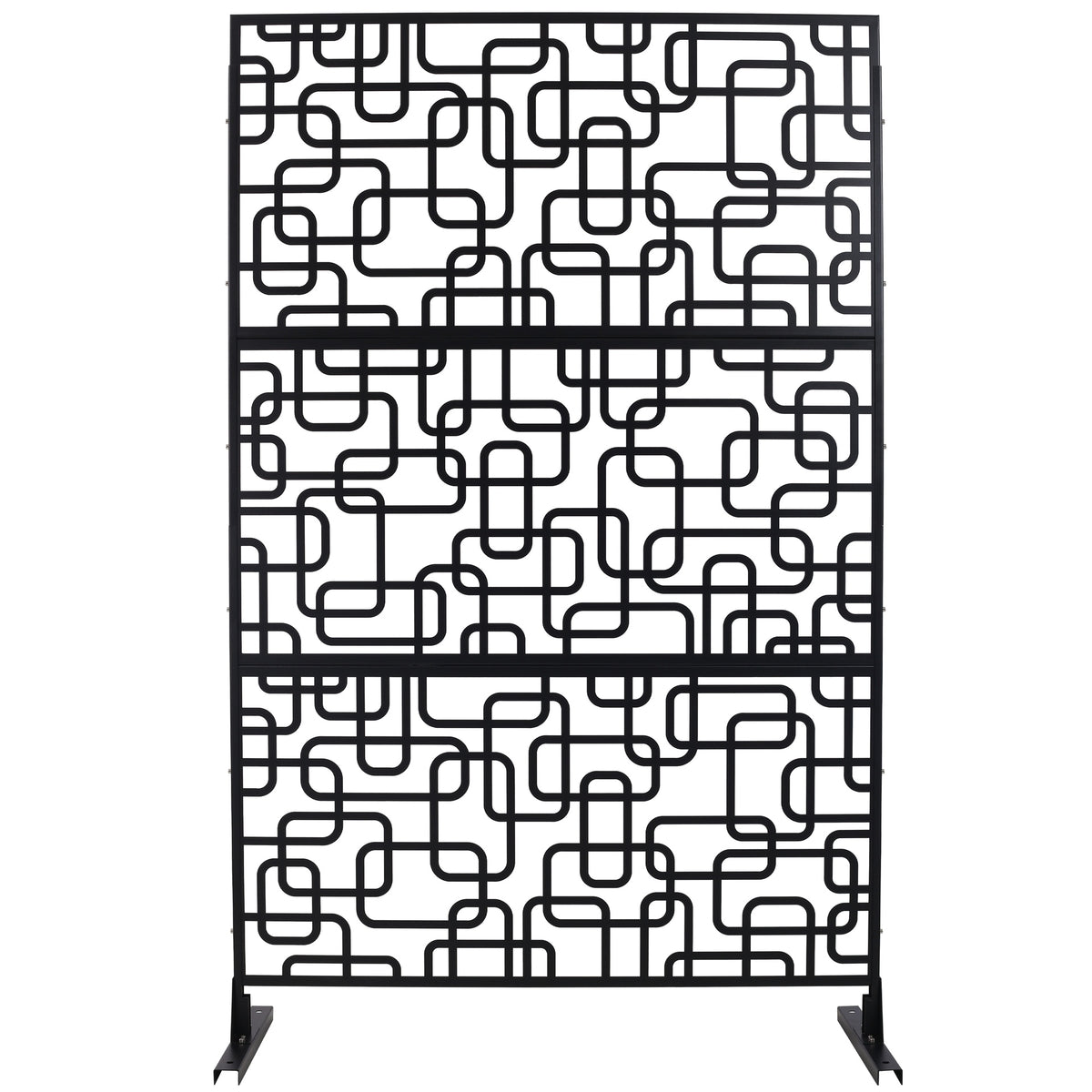 Outdoor & Indoor Privacy Screen Metal Privacy Screen 76" H×48" W, Freestanding Decorative Privacy Screen for Deck Balcony Patio, Privacy Fence Panels for Outside Lawn Garden PS114 BLACK, LIGHT