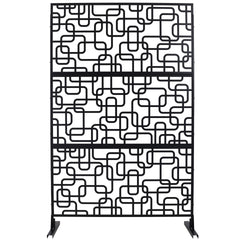 Outdoor & Indoor Privacy Screen Metal Privacy Screen 76" H×48" W, Freestanding Decorative Privacy Screen for Deck Balcony Patio, Privacy Fence Panels for Outside Lawn Garden PS114 BLACK, LIGHT