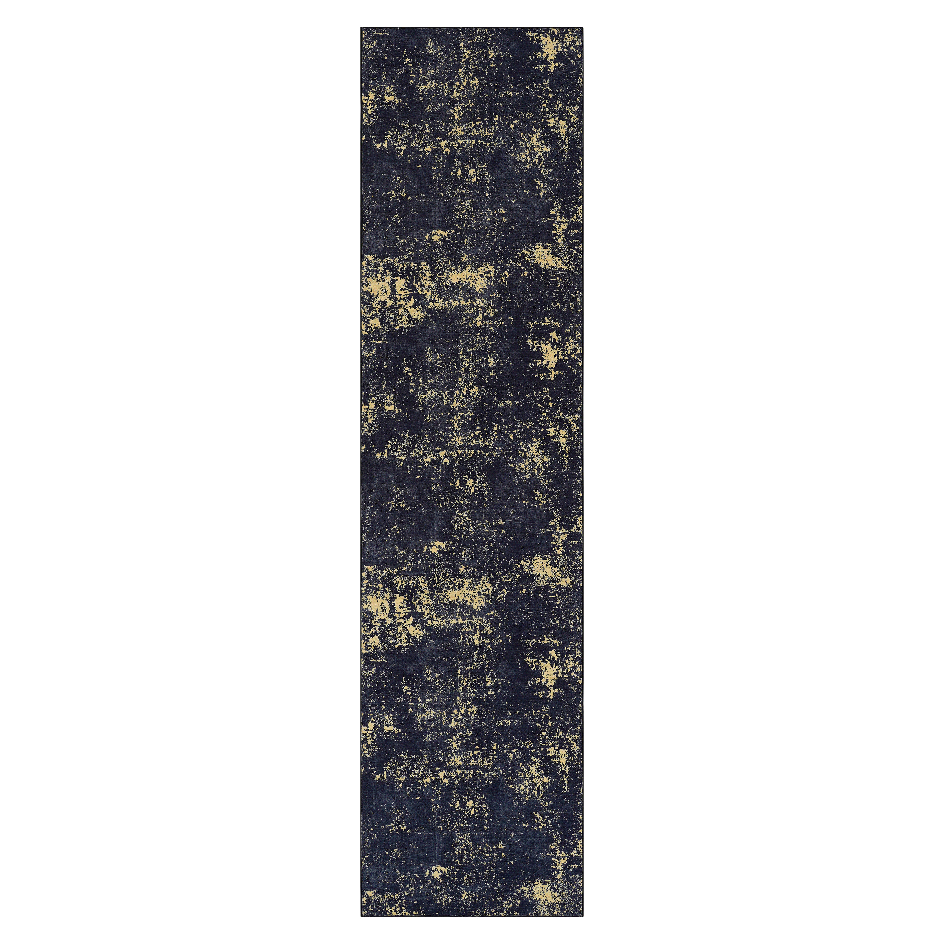 MAVAL Black Washable Rug 2'6'' x 10' Runner Rug (Black+Gold, 2'6'' x 10')