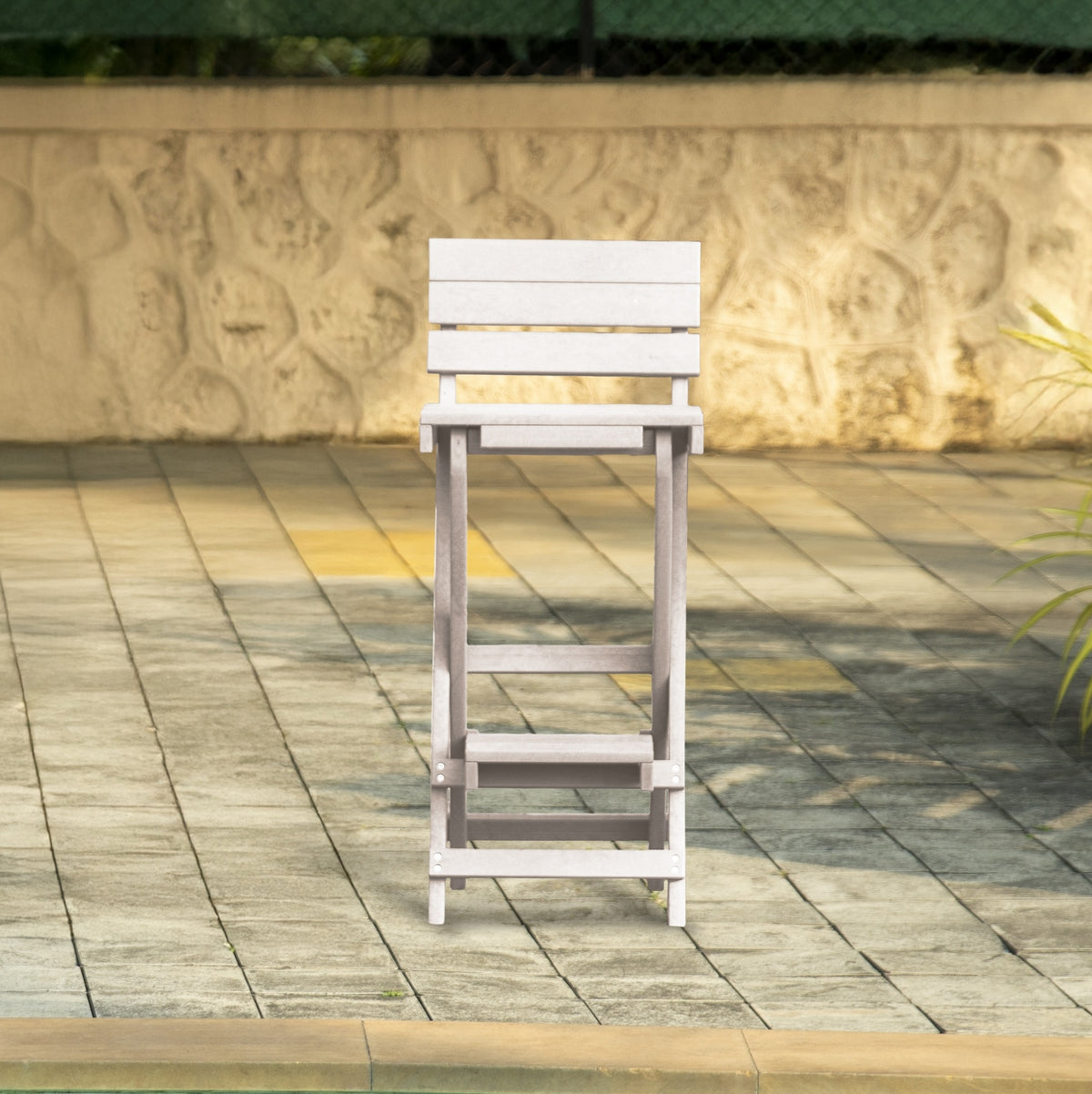 Harbor Point Fully Assembled All-Weather Recycled HDPE Outdoor Folding Bar Stool, Ivory