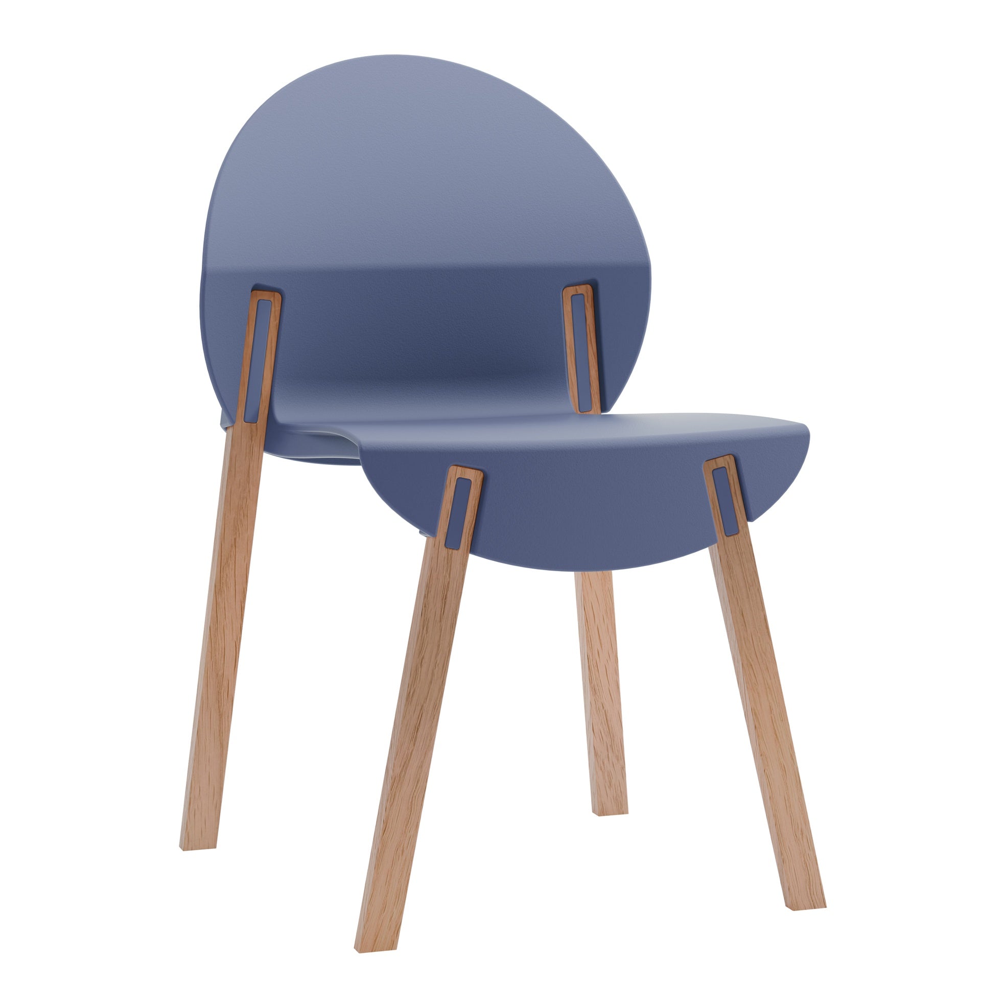 Holiday - 4-Pack Grey Blue Chairs – Red Oak Wood Legs & PP Seat with 55 Inch Indoor/Outdoor Multi-Purpose White Modern Long Table - Lightweight PP Tabletop with Metal Legs