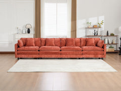 Cloud Sofa 4 Seats (Ottoman is not included), Modern Sectional Couch, for Living Room Bedroom and Apartment, Comfy Double Layer Upholstered Seat Cushion, Breathable Chenille Fabric,Orange,SW5014OG