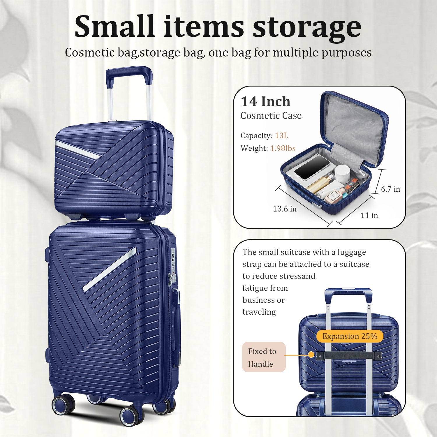 Luggage Sets 4 Piece(14/20/24/28), Expandable Lightweight Suitcase with 4 Double 360 Degrees Mute Spinner Wheels PP Materials Durable TSA Lock Travel Luggage