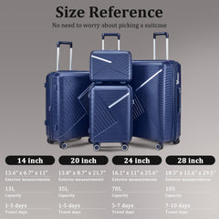 Luggage Sets 4 Piece(14/20/24/28), Expandable Lightweight Suitcase with 4 Double 360 Degrees Mute Spinner Wheels PP Materials Durable TSA Lock Travel Luggage