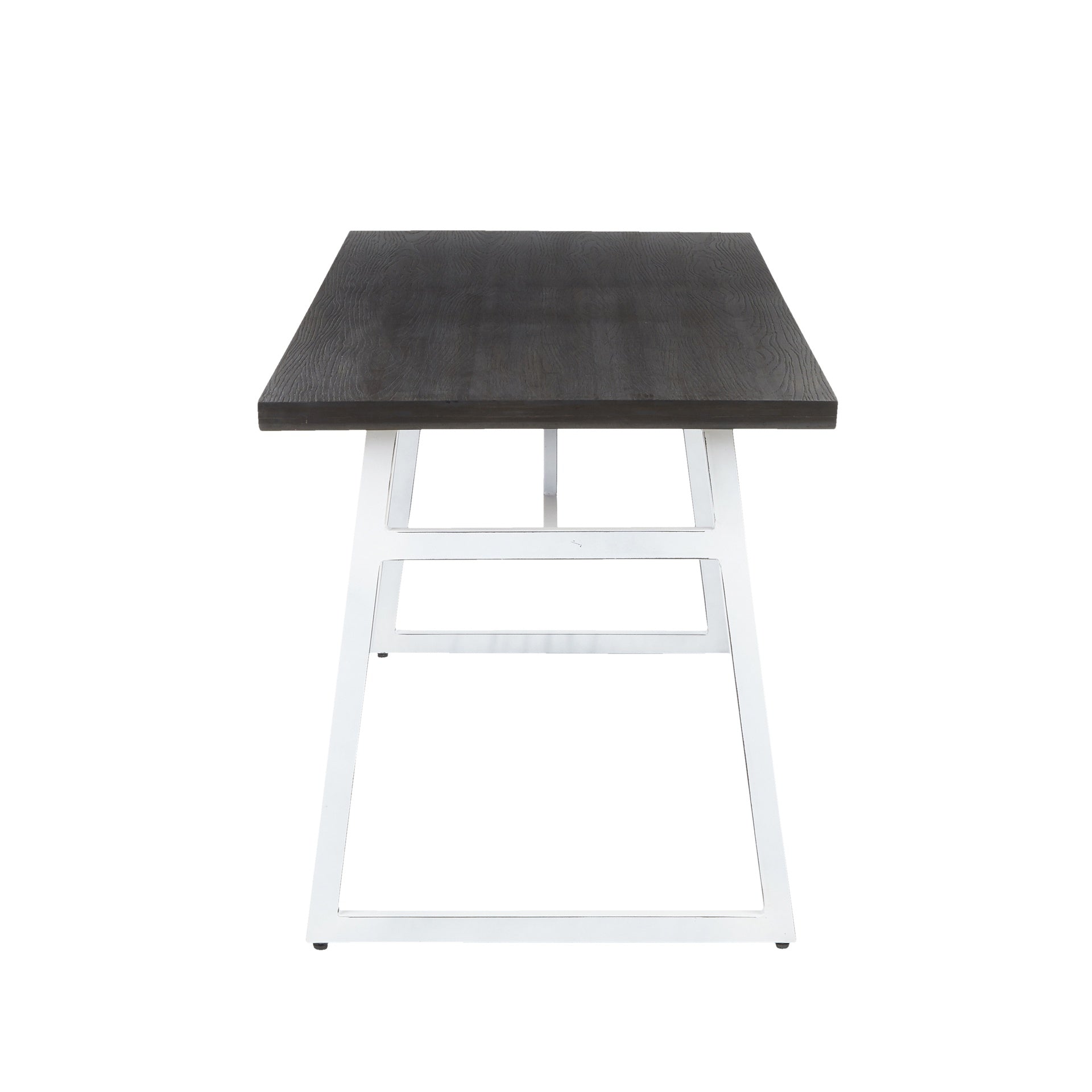Geo Industrial Dining Table in Vintage White Metal and Espresso Wood-Pressed Grain Bamboo by LumiSource